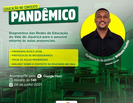 Fórum Educavale/BA realiza Diálogo das redes municipais de educação do Vale do Jiquiriçá para dialogar sobre o possível retorno das aulas presenciais
