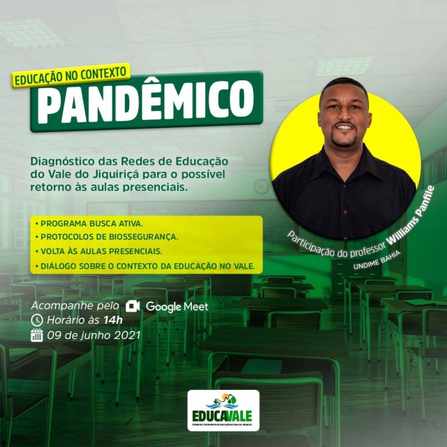 Fórum Educavale/BA realiza Diálogo das redes municipais de educação do Vale do Jiquiriçá para dialogar sobre o possível retorno das aulas presenciais